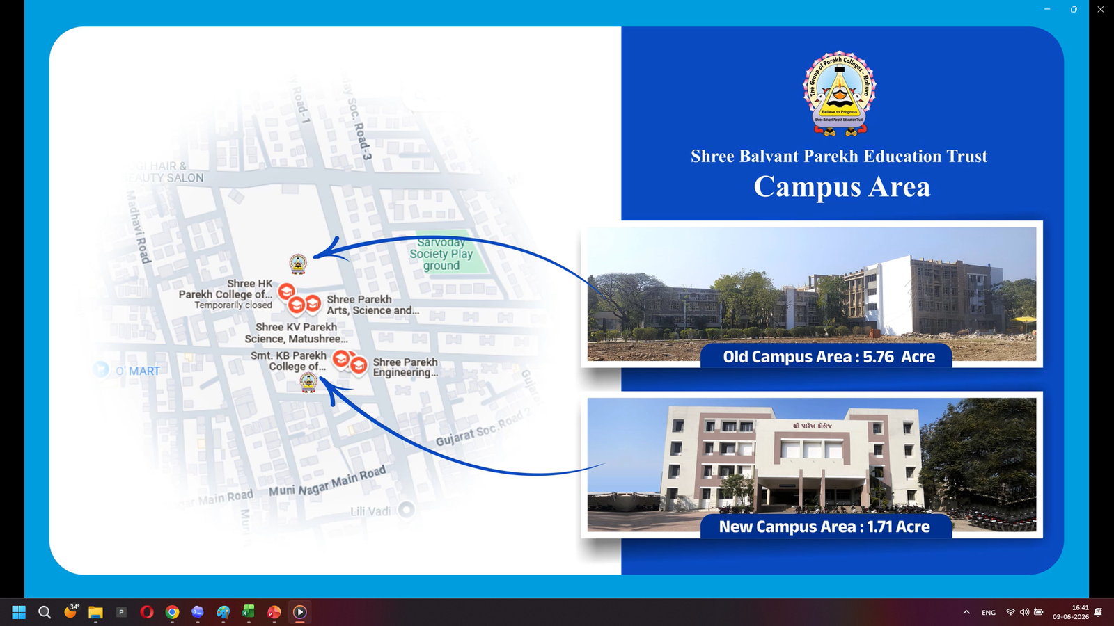 Campus area map for Shree Balvant Parekh Education Trust