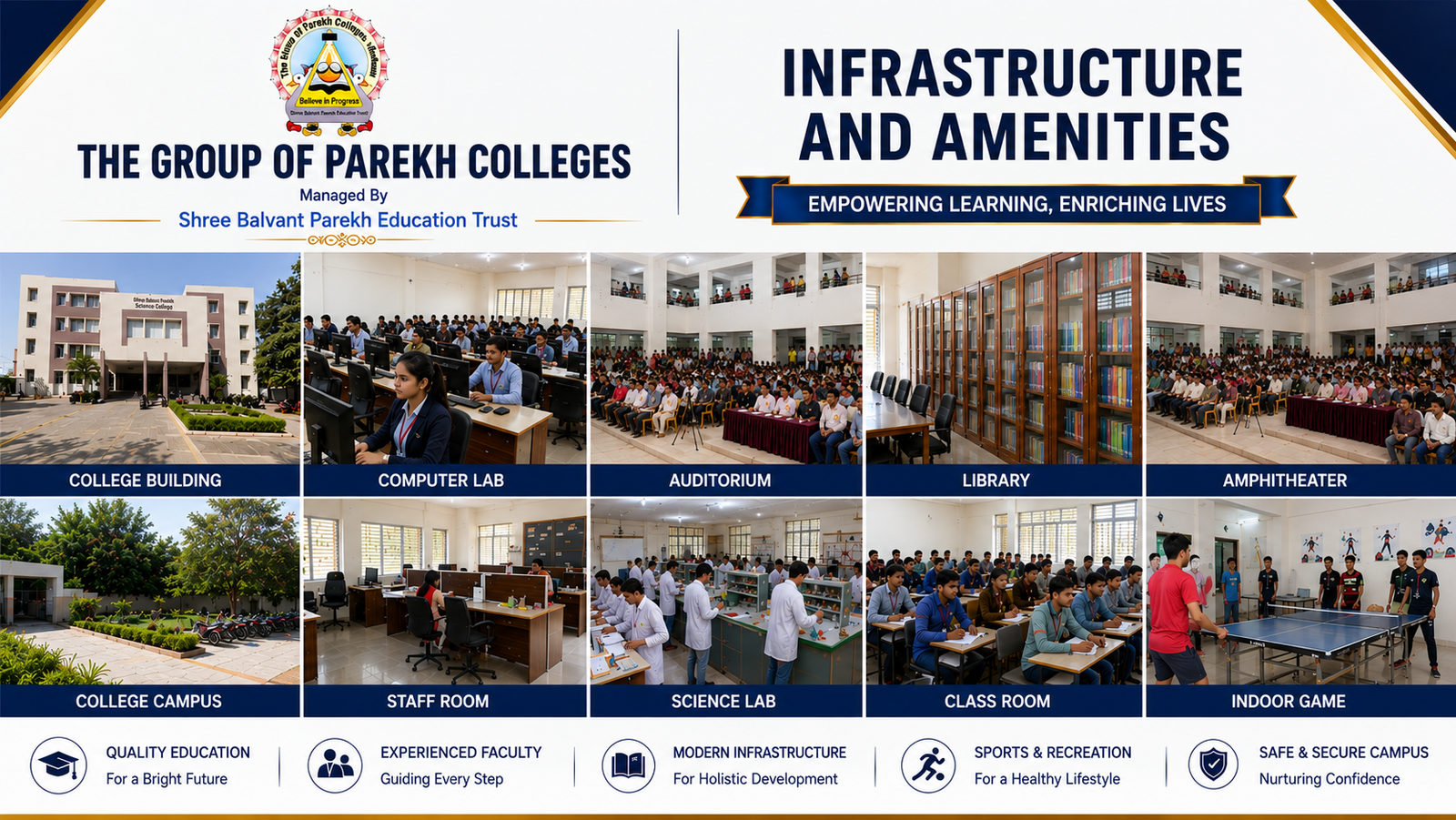 Infrastructure and amenities collage of The Group of Parekh Colleges
