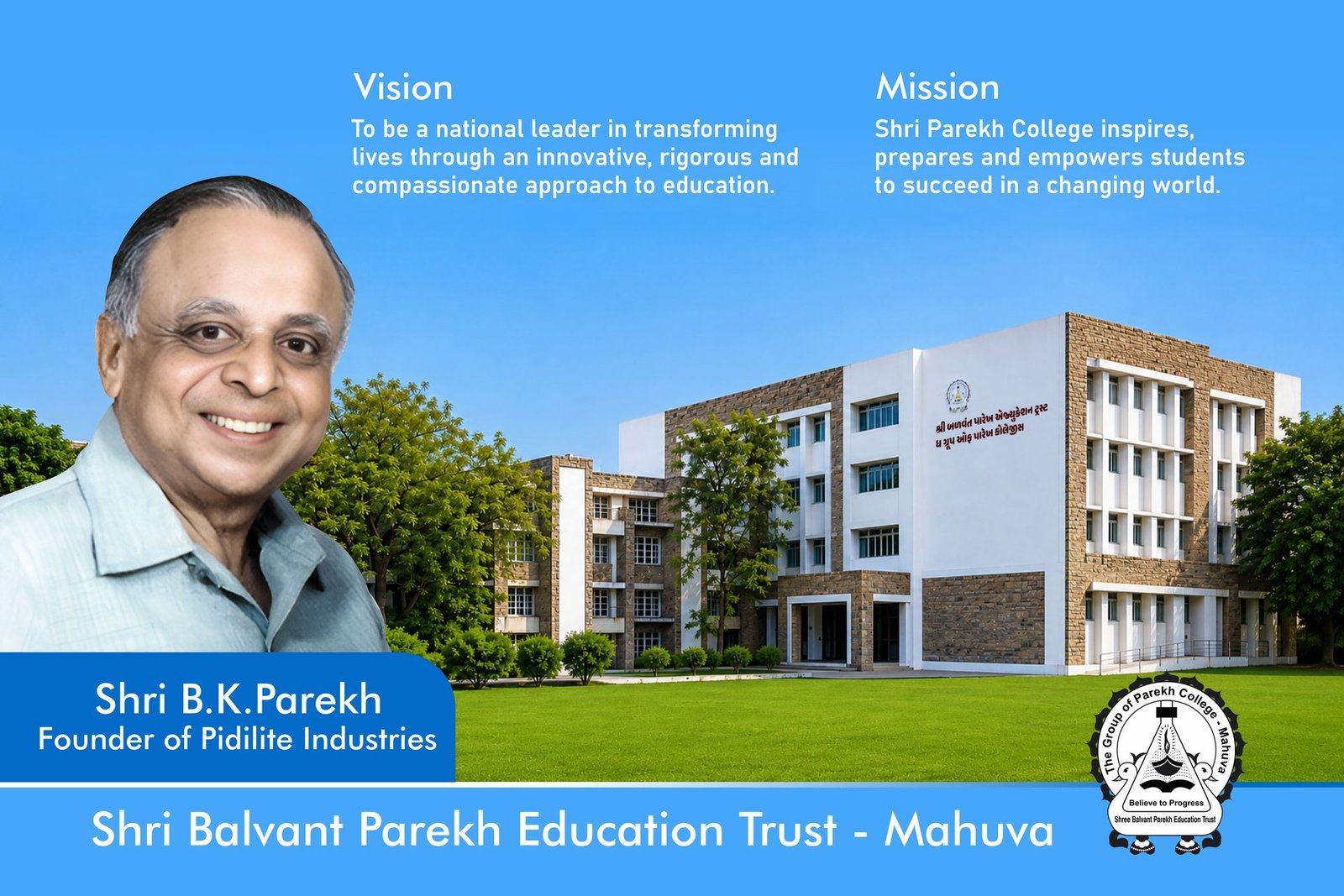 Shri B. K. Parekh founder legacy with SBPET campus vision and mission